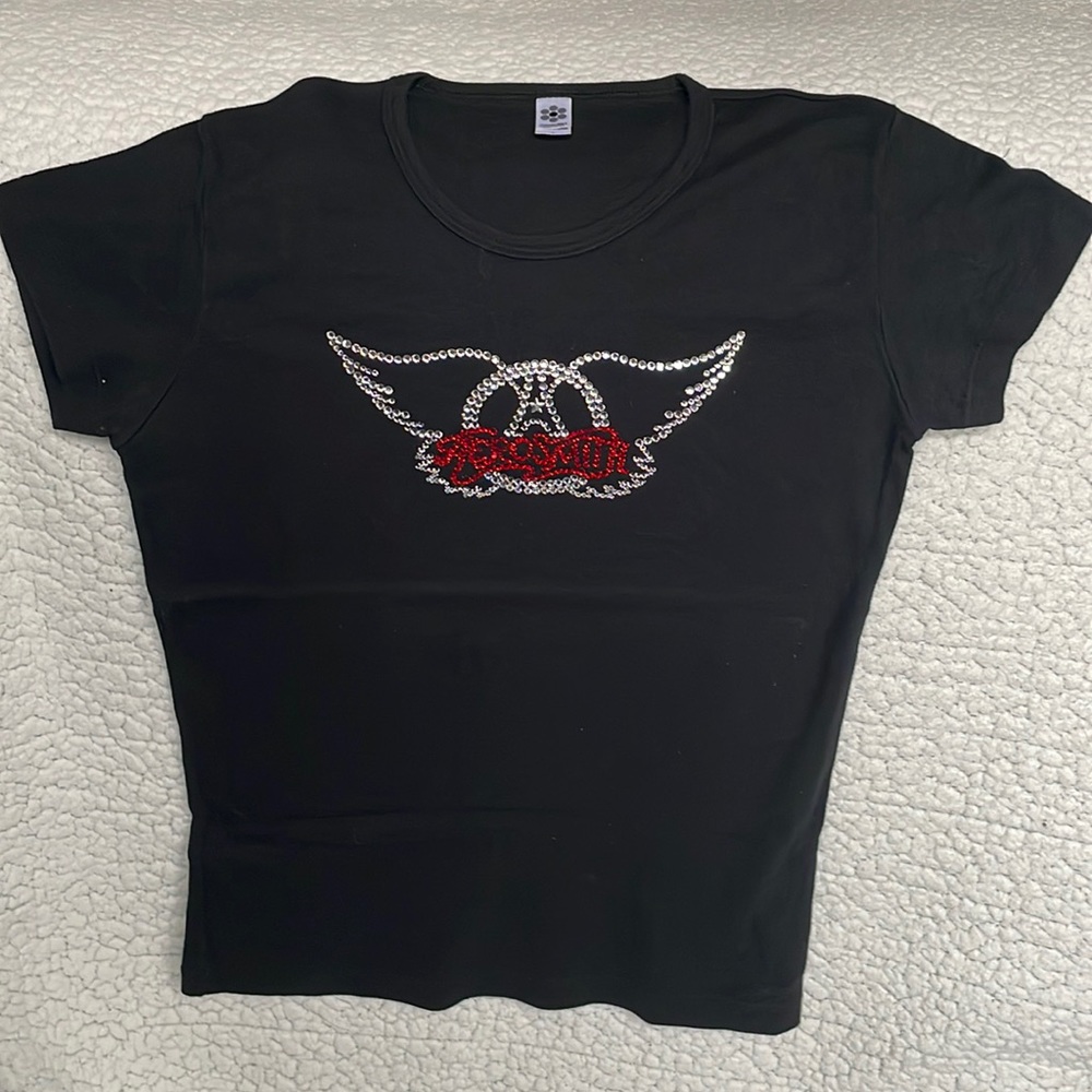 Aerosmith crystal tshirt, size L, black